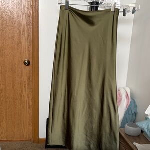 Old Navy Olive Satin Maxi Skirt